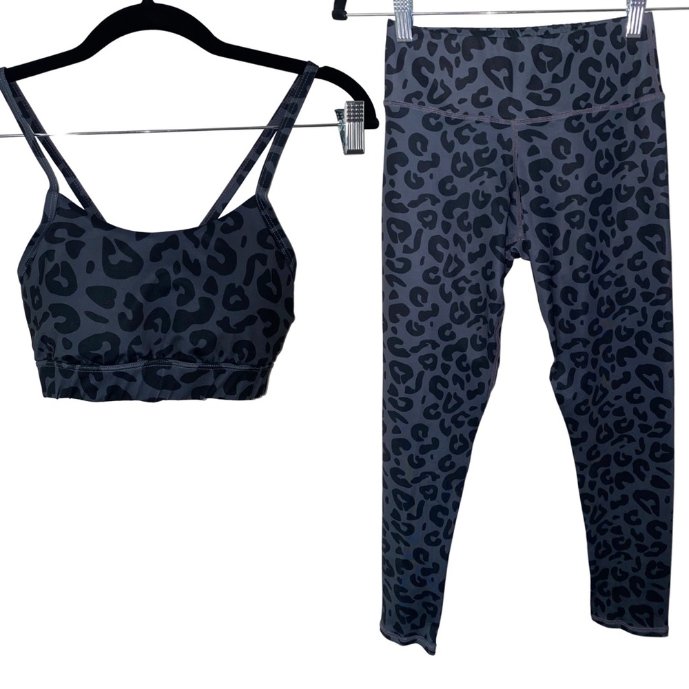 Black cheetah print workout set
